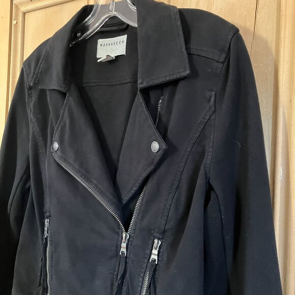 Marrakech Womens Anthropologie Asymmetrical Zip Moto Jacket Small Black AN EXC - Picture 3 of 10